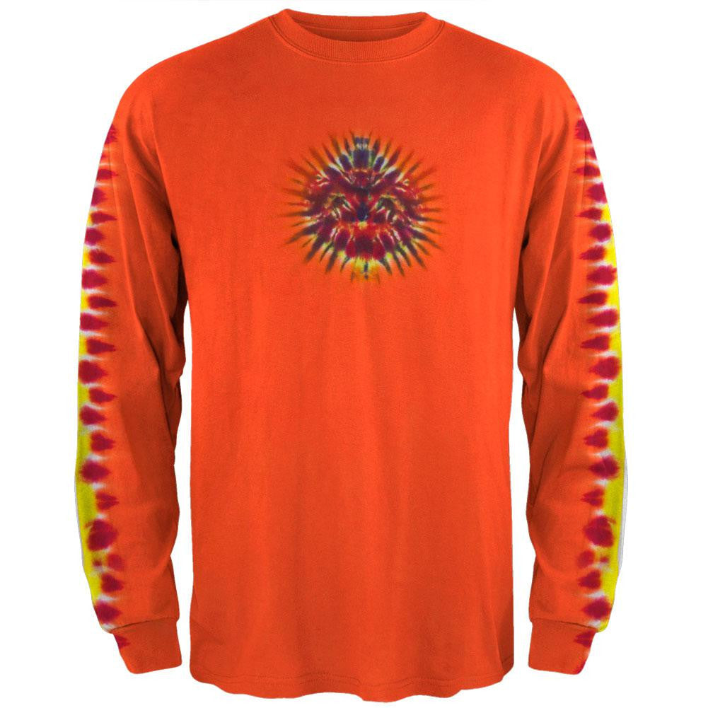 Orange Fire Tie-Dye Medallion Adult Long Sleeve T-Shirt Men's Long Sleeves Old Glory SM  