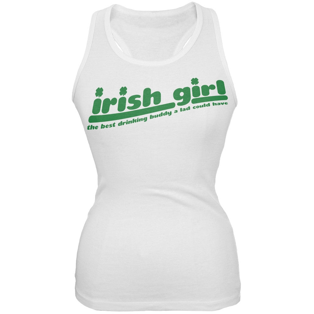 Irish Girl Drinking Buddy White Soft Juniors Tank Top Juniors Tank Tops Old Glory 2XL White 