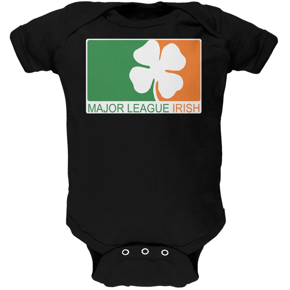 St. Patricks Day - Major League Irish Clover Black Soft Baby One Piece Baby One Piece Old Glory   