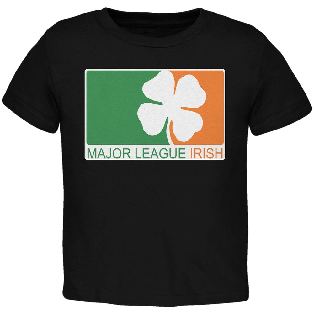 St. Patricks Day - Major League Irish Clover Black Toddler T-Shirt Toddler T-Shirts Old Glory   