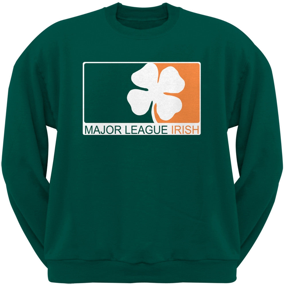 St. Patricks Day - Major League Irish Clover Green Adult Crew Neck Sweatshirt Men's Sweatshirts Old Glory   