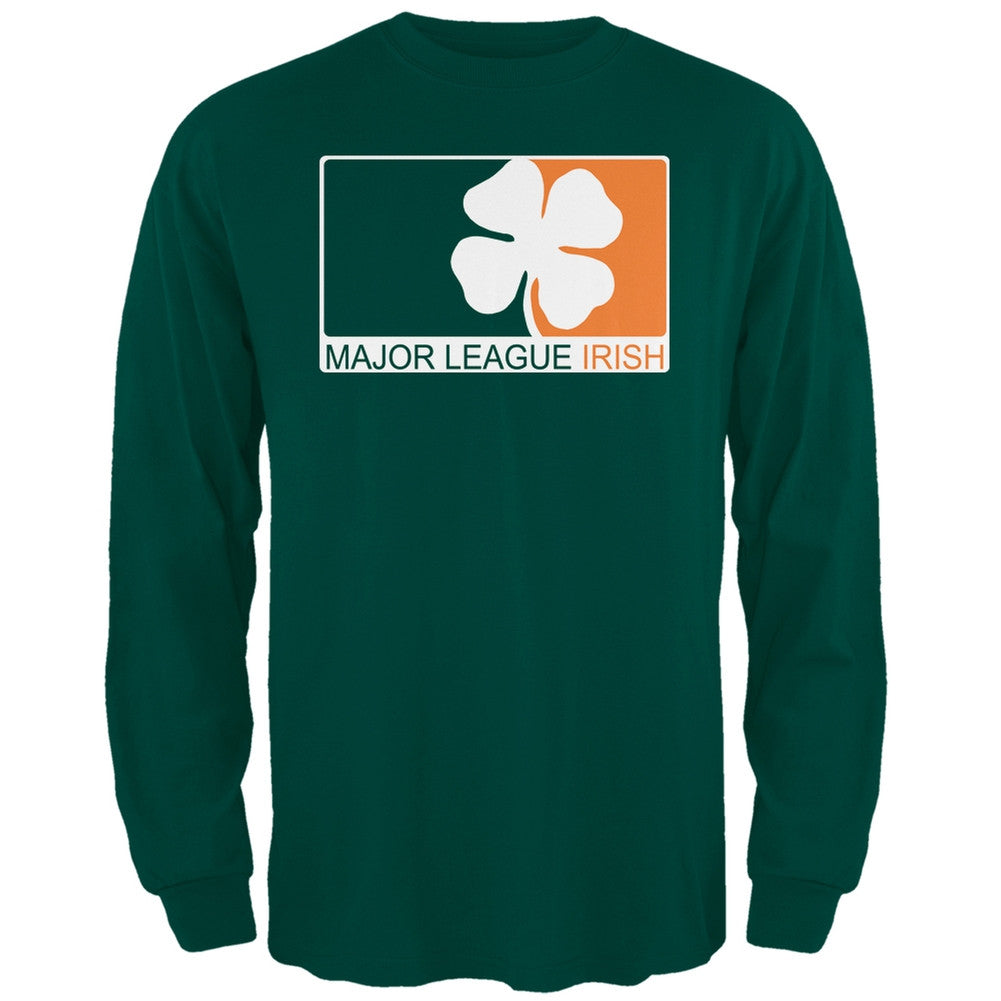 St. Patricks Day - Major League Irish Clover Black Adult Long Sleeve T-Shirt Men's Long Sleeves Old Glory   