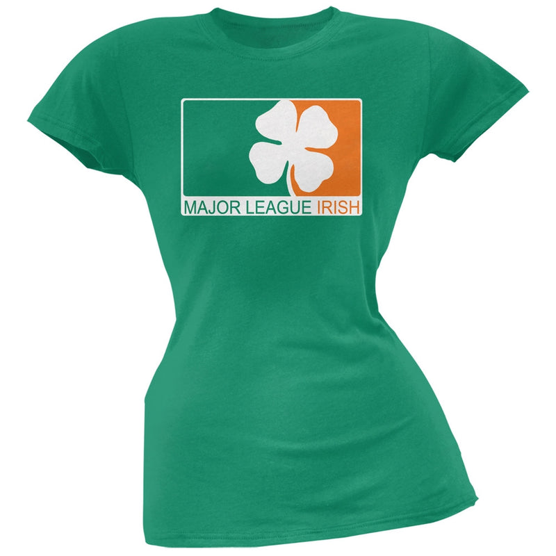 St. Patricks Day - Major League Irish Clover Black Juniors Soft T-Shirt Juniors T-Shirts Old Glory   