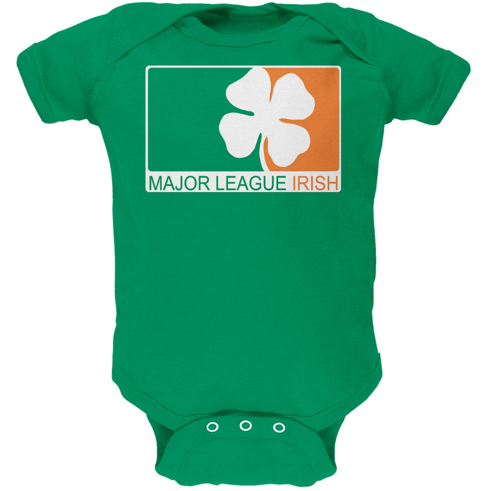 St. Patricks Day - Major League Irish Clover Black Soft Baby One Piece Baby One Piece Old Glory   