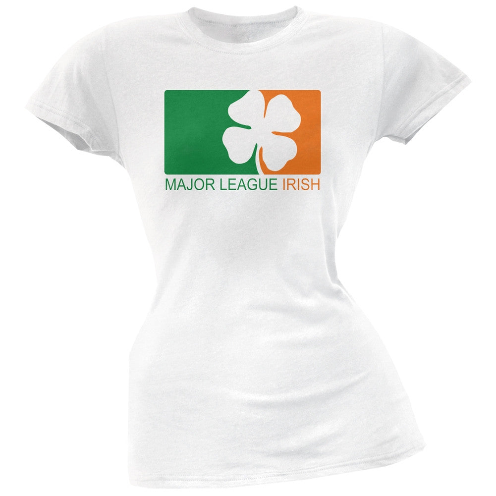 St. Patricks Day - Major League Irish Clover Black Juniors Soft T-Shirt Juniors T-Shirts Old Glory   