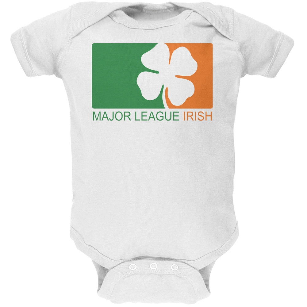 St. Patricks Day - Major League Irish Clover Black Soft Baby One Piece Baby One Piece Old Glory   