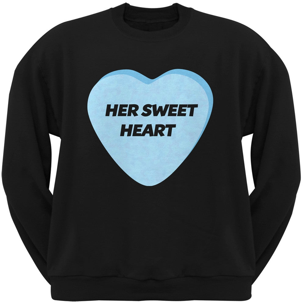 Valentine's Day - Her Sweetheart Black Adult Crew Neck Sweatshirt Men's Sweatshirts Old Glory   