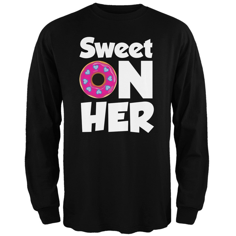 Valentine's Day - Sweet on Her Black Adult Long Sleeve T-Shirt Men's Long Sleeves Old Glory   