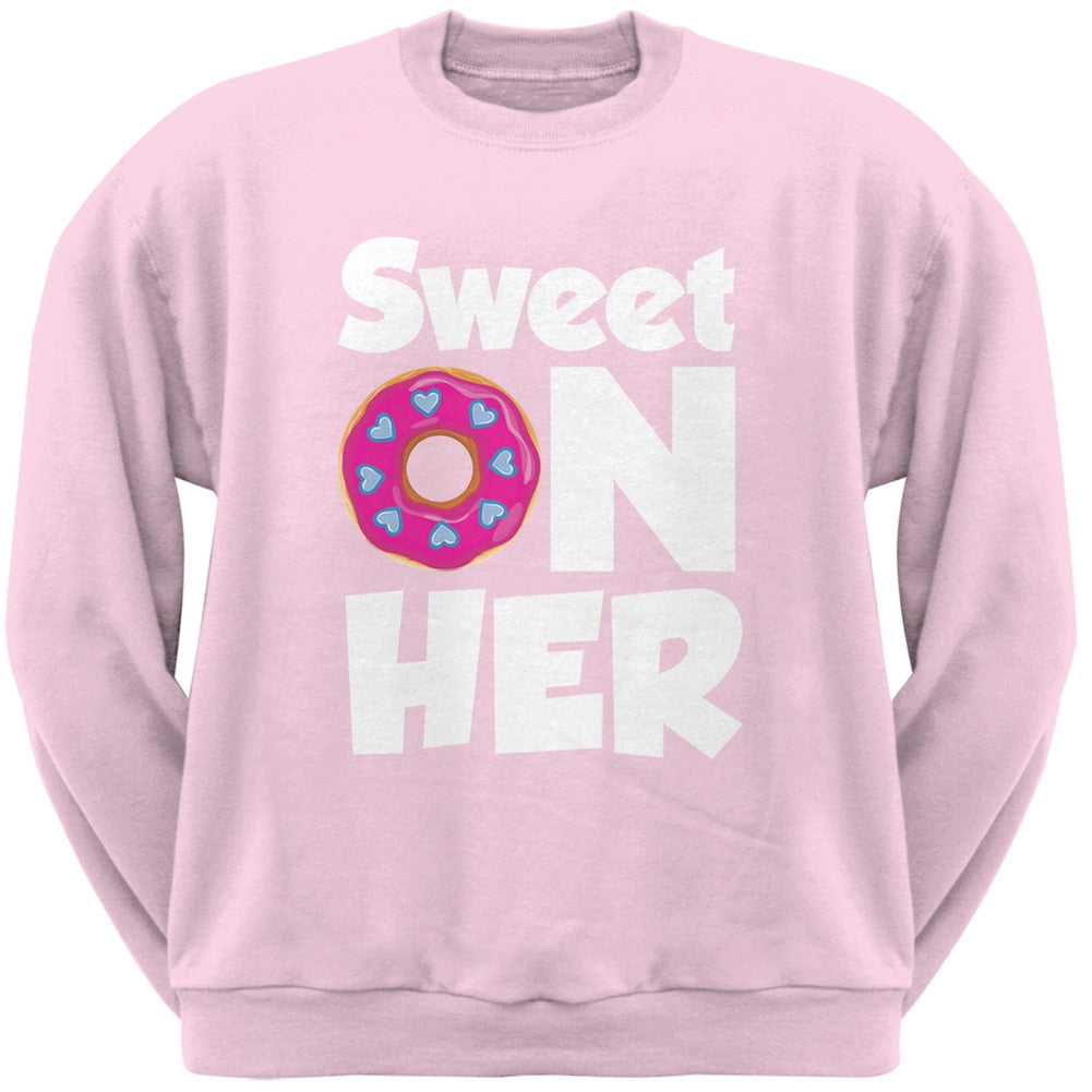 Valentine's Day - Sweet on Her Black Adult Crew Neck Sweatshirt Men's Sweatshirts Old Glory   