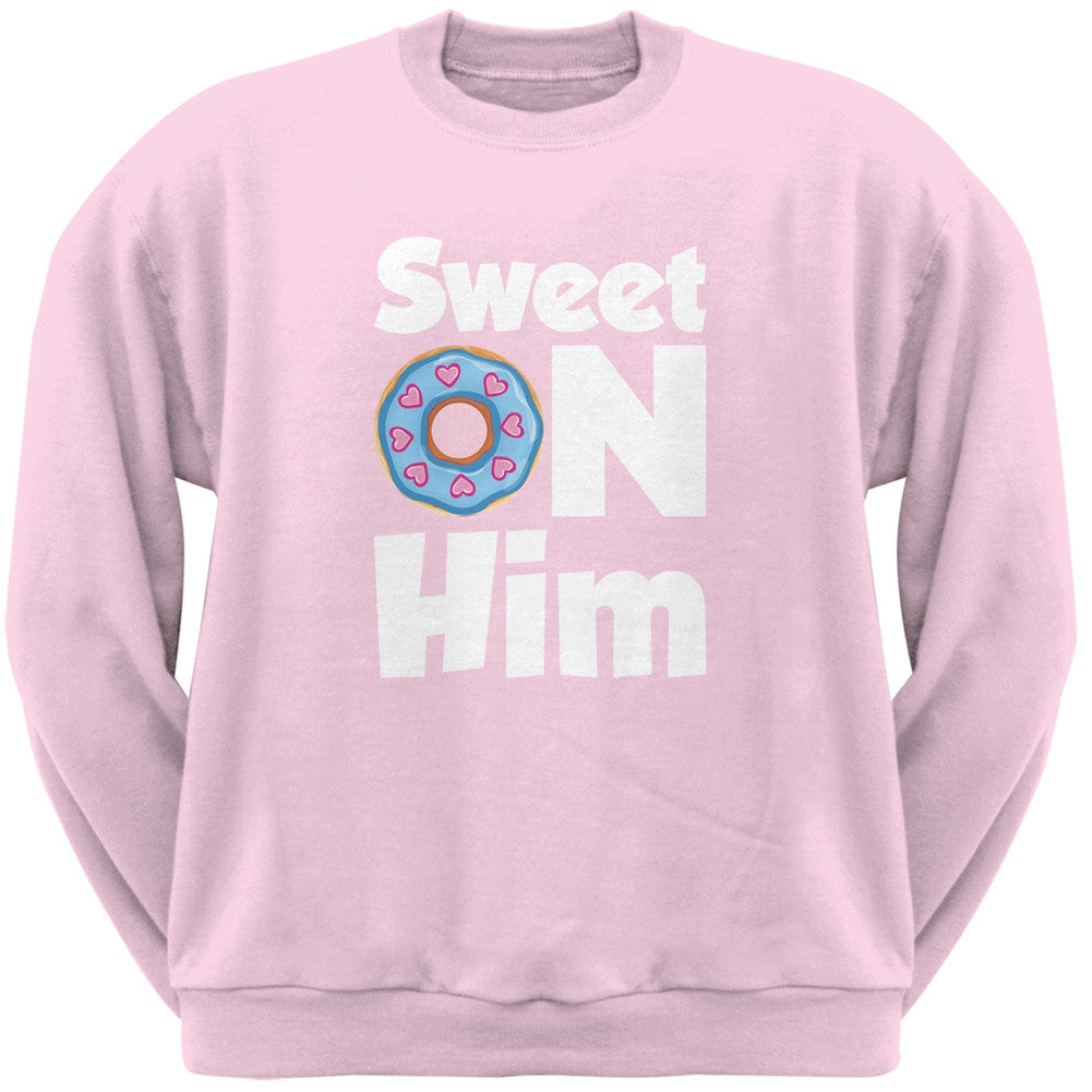 Valentine's Day - Sweet on Him Pink Adult Crew Neck Sweatshirt Men's Sweatshirts Old Glory   