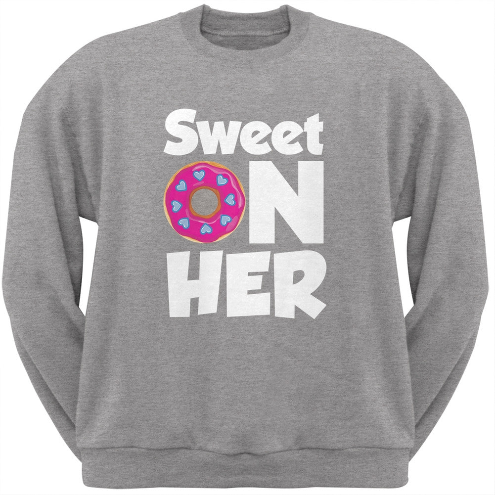 Valentine's Day - Sweet on Her Black Adult Crew Neck Sweatshirt Men's Sweatshirts Old Glory   