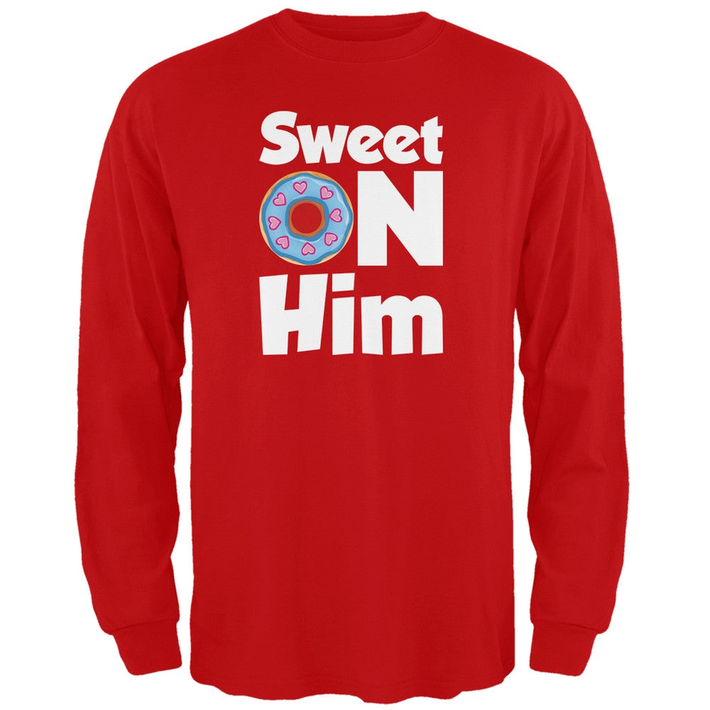 Valentine's Day - Sweet on Him Black Adult Long Sleeve T-Shirt Men's Long Sleeves Old Glory   