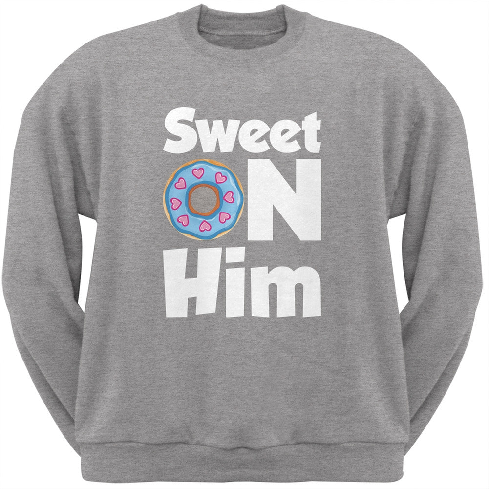 Valentine's Day - Sweet on Him Pink Adult Crew Neck Sweatshirt Men's Sweatshirts Old Glory   