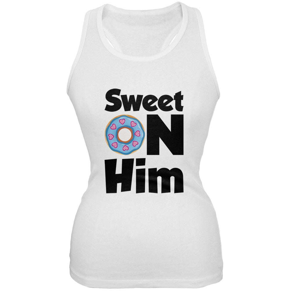 Valentine's Day - Sweet on Him Black Juniors Tank Top Juniors Tank Tops Old Glory   