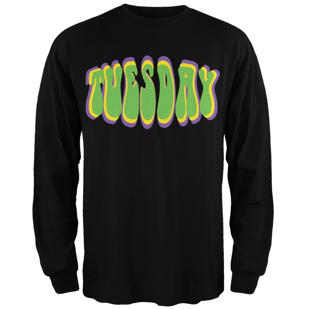 Fat Tuesday Mardi Gras Black Adult Long Sleeve T-Shirt Men's Long Sleeves Old Glory   