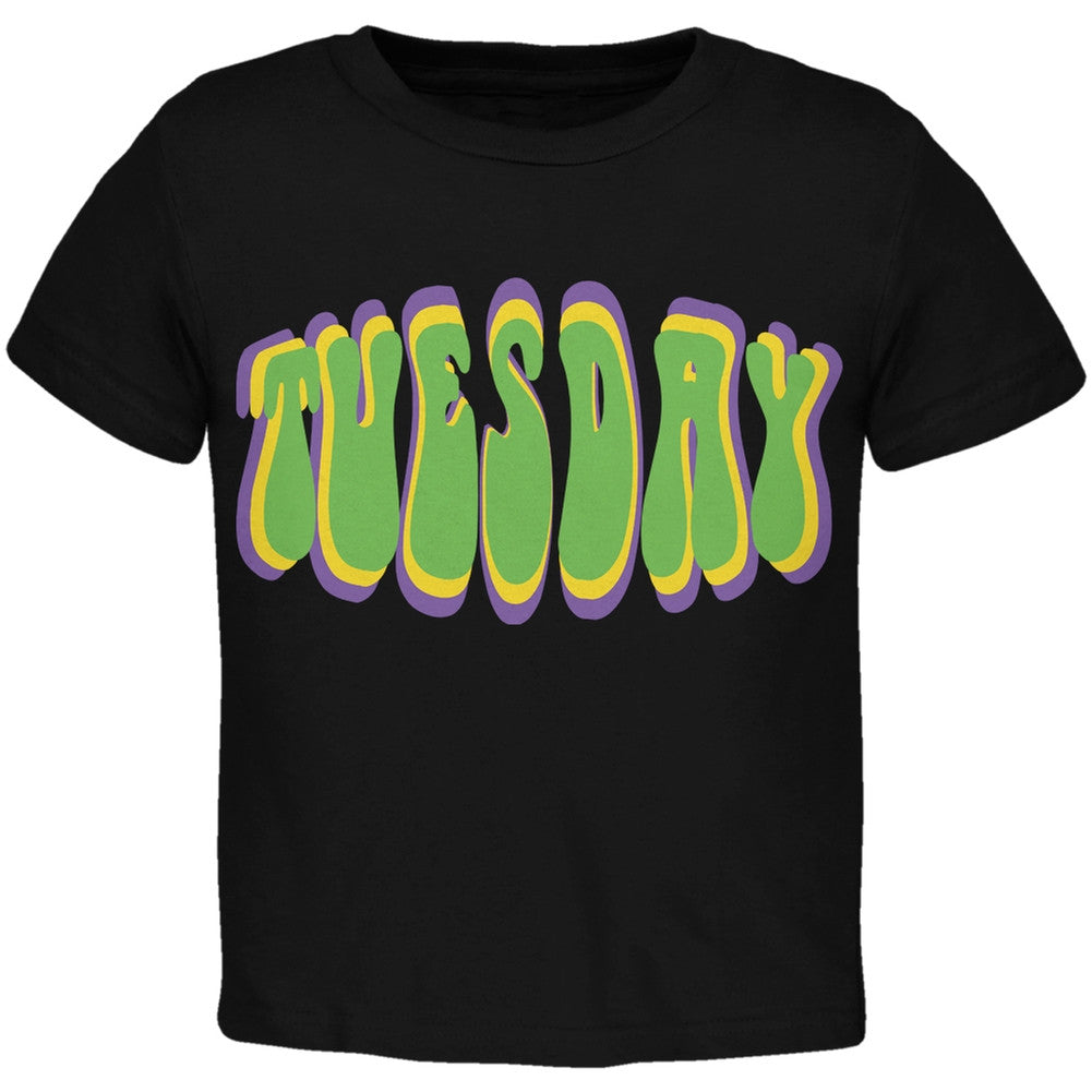 Fat Tuesday Mardi Gras Black Toddler T-Shirt Toddler T-Shirts Old Glory   