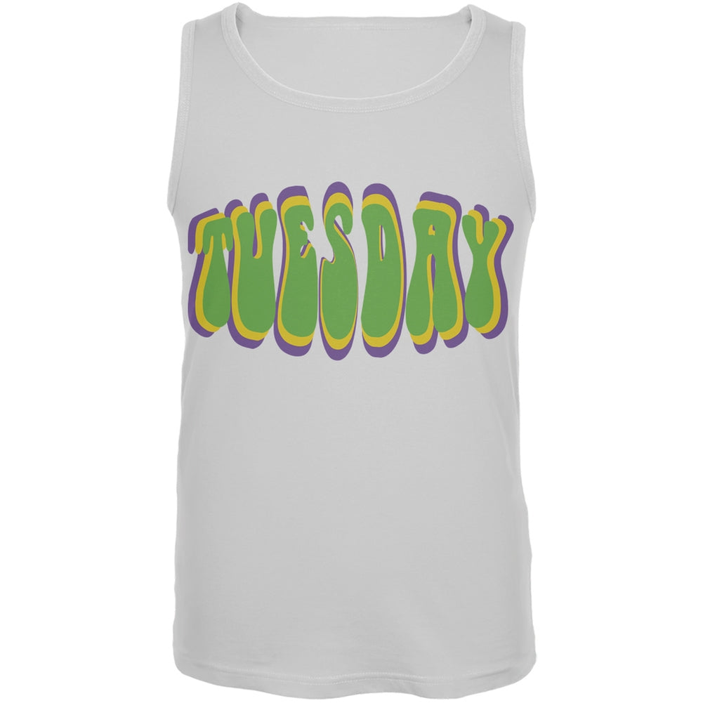 Fat Tuesday Mardi Gras White Adult Soft Tank Top Men's Tank Tops Old Glory 2XL White 