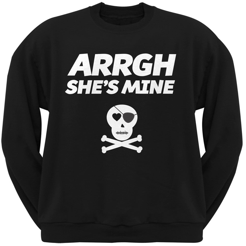 Valentine's Day - Arrgh She's Mine Black Adult Crew Neck Sweatshirt Men's Sweatshirts Old Glory   