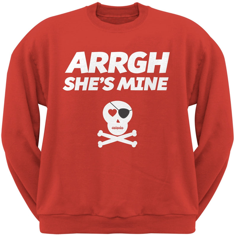 Valentine's Day - Arrgh She's Mine Black Adult Crew Neck Sweatshirt Men's Sweatshirts Old Glory   