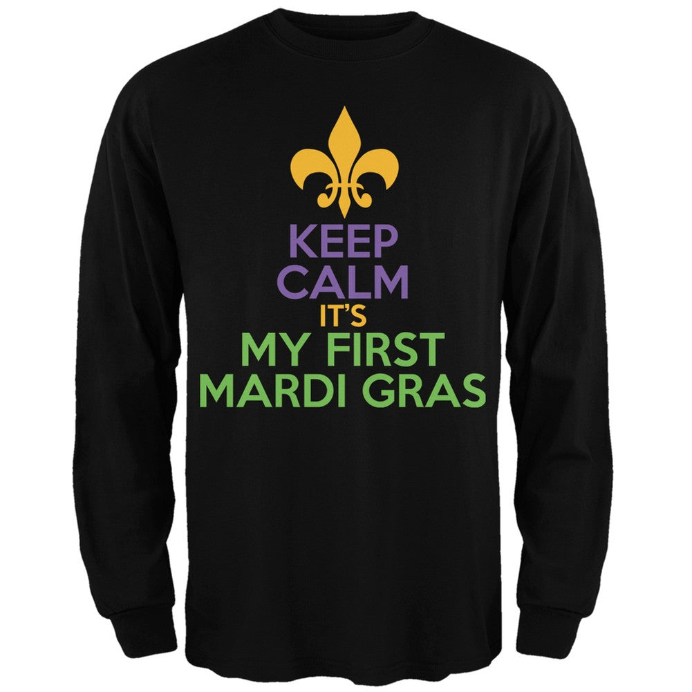 Mardi Gras - My First Mardi Gras Black Adult Long Sleeve T-Shirt Men's Long Sleeves Old Glory   