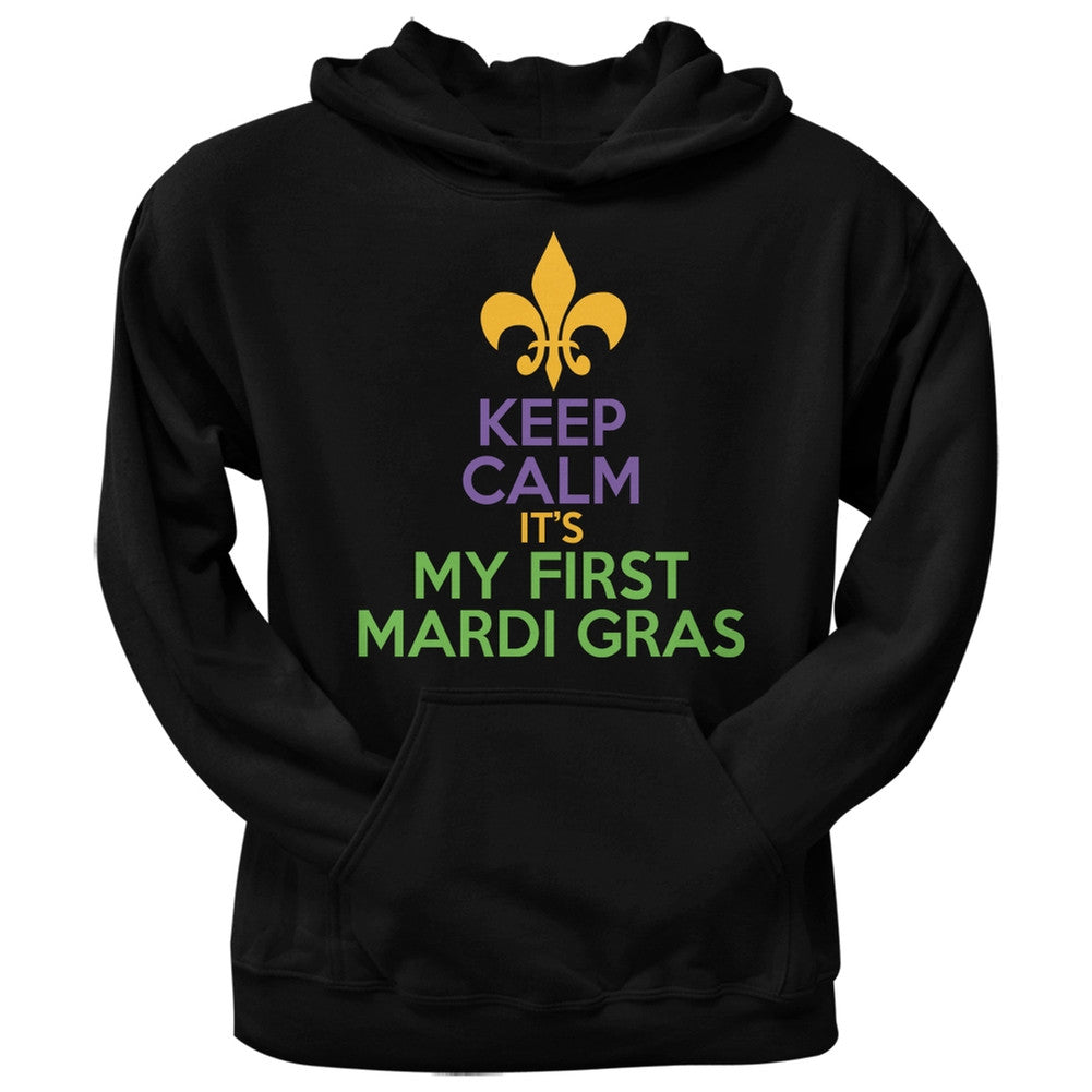 My First Mardi Gras Black Adult Pullover Hoodie Men's Hoodies Old Glory   