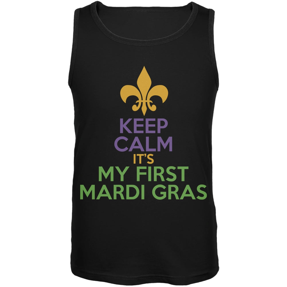 Mardi Gras - My First Mardi Gras Black Adult Soft Tank Top Men's Tank Tops Old Glory 2XL Black 