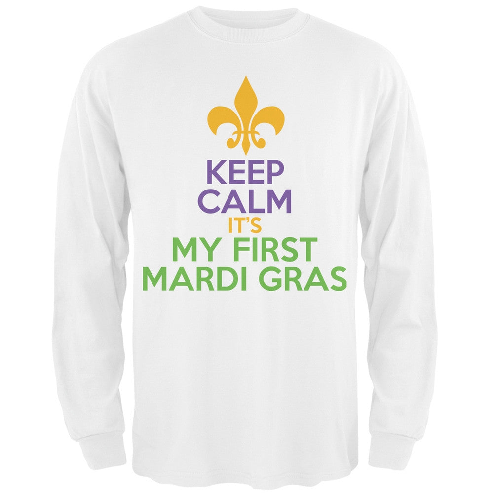 Mardi Gras - My First Mardi Gras Black Adult Long Sleeve T-Shirt Men's Long Sleeves Old Glory   