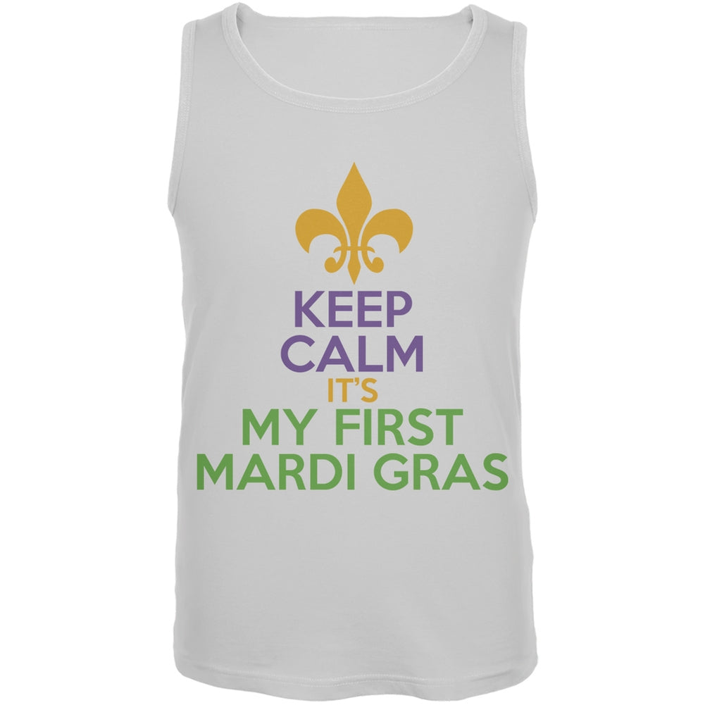 My First Mardi Gras White Adult Soft Tank Top Men's Tank Tops Old Glory 2XL White 