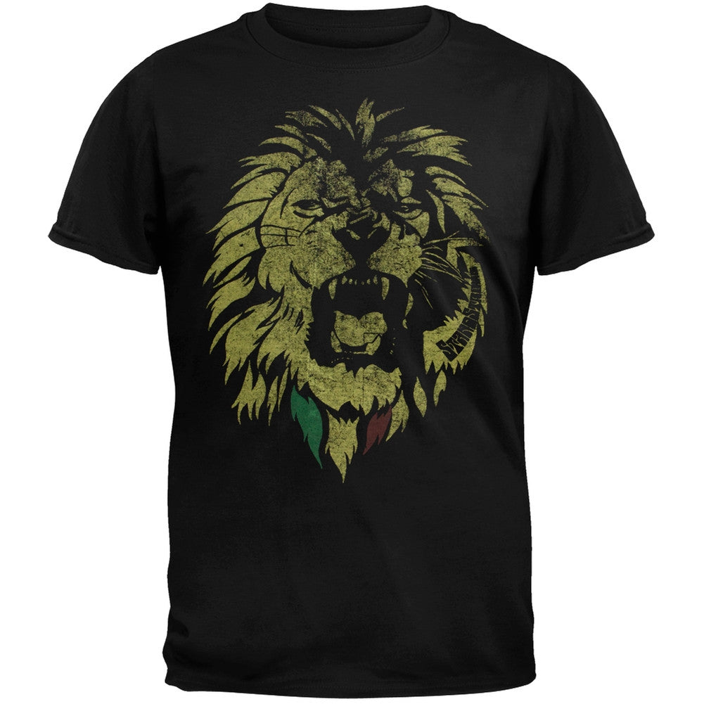 Rastafari - Distressed Lion Soft Adult T-Shirt Men's T-Shirts Old Glory   