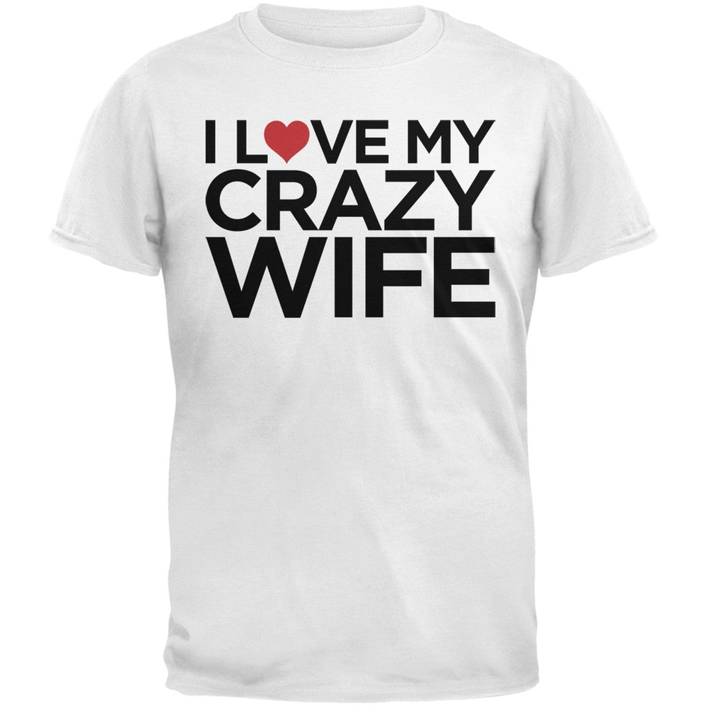 Valentine's Day - I Love My Crazy Wife Black Adult T-Shirt Men's T-Shirts Old Glory   