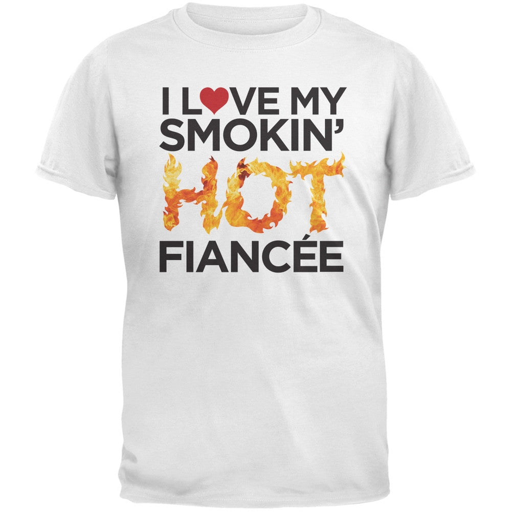 I Love My Smokin Hot Fianc??e Black Adult T-Shirt Men's T-Shirts Old Glory   