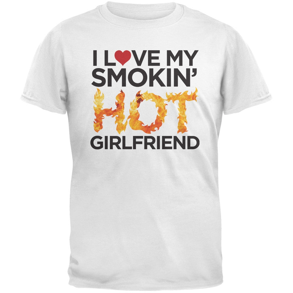 Valentine's Day - I Love My Smokin Hot Girlfriend Black Adult T-Shirt Men's T-Shirts Old Glory   