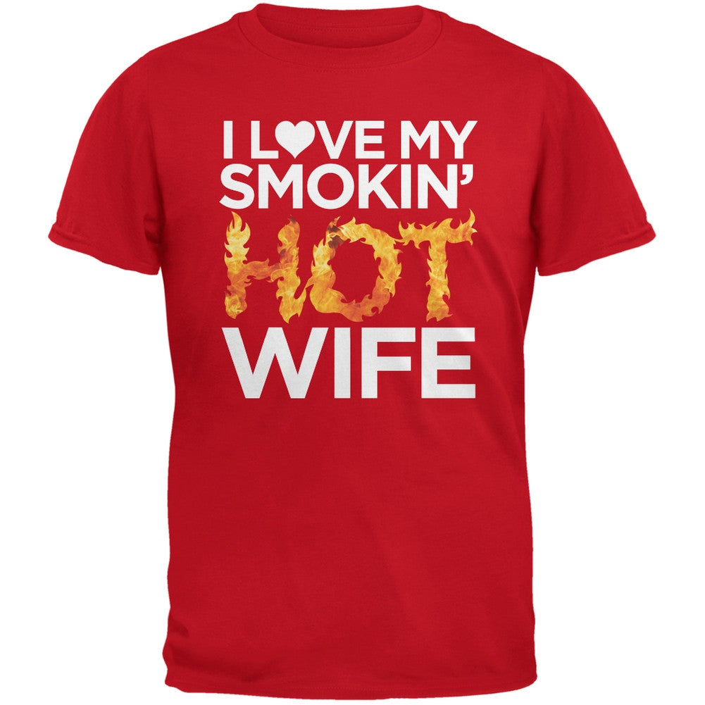 I Love My Smokin Hot Wife Red Adult T-Shirt Men's T-Shirts Old Glory 2XL Red 