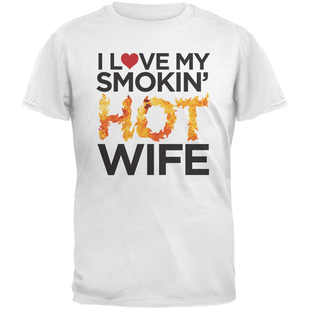 Valentine's Day - I Love My Smokin Hot Wife Black Adult T-Shirt Men's T-Shirts Old Glory   