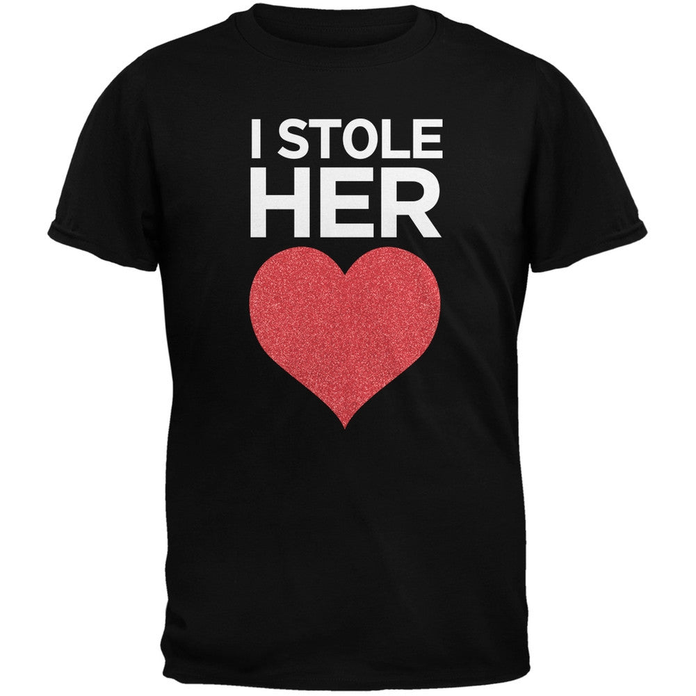 I Stole Her Heart Black Adult T-Shirt Men's T-Shirts Old Glory   