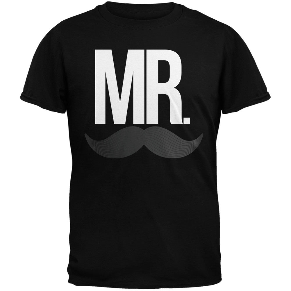 Valentine's Day - Mr. Mustache Black Adult T-Shirt Men's T-Shirts Old Glory   