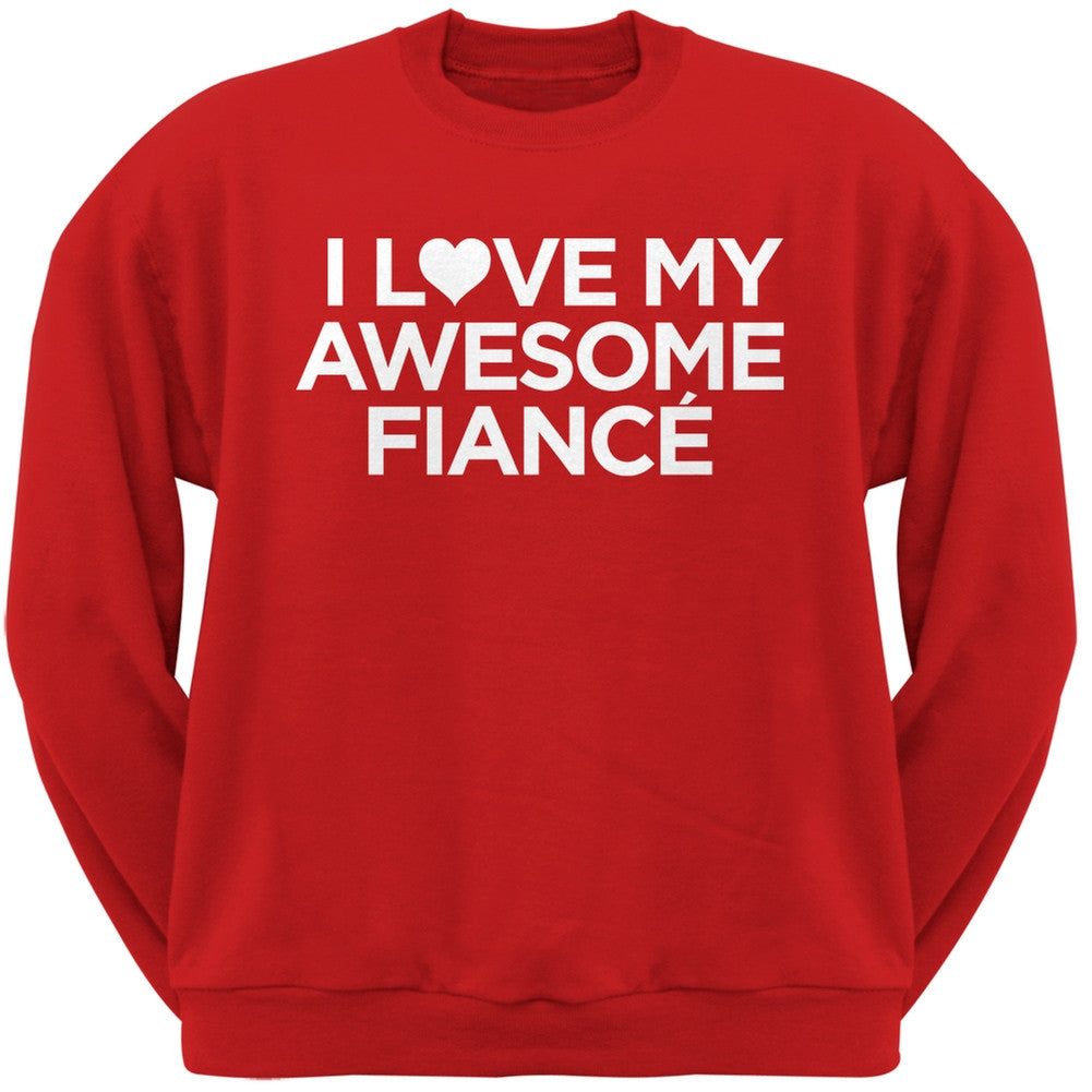 I Love My Awesome Fiance Light Pink Adult Crew Neck Sweatshirt Men's Sweatshirts Old Glory   