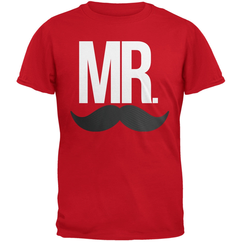 Mr. Mustache Red Adult T-Shirt Men's T-Shirts Old Glory 2XL Red 