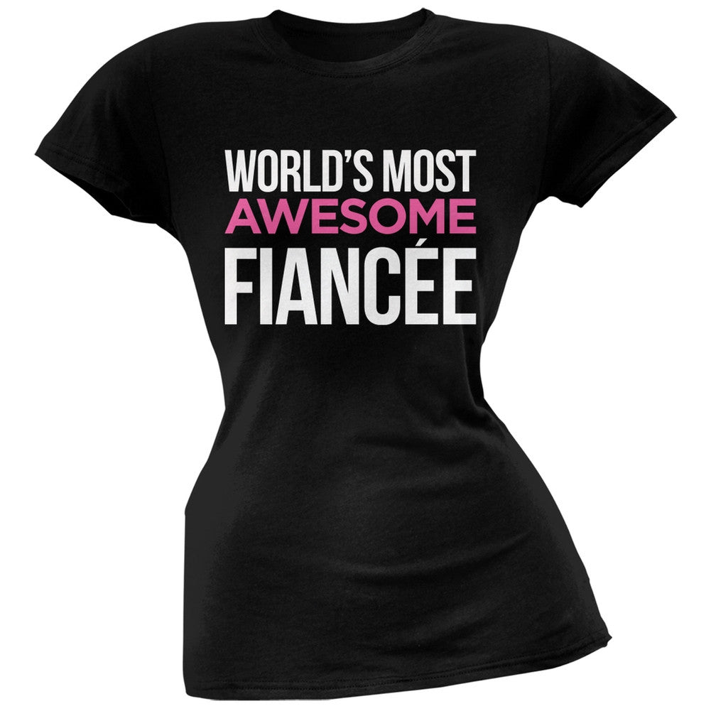 World's Most Awesome Fianc??e Black Soft Juniors T-Shirt Juniors T-Shirts Old Glory   