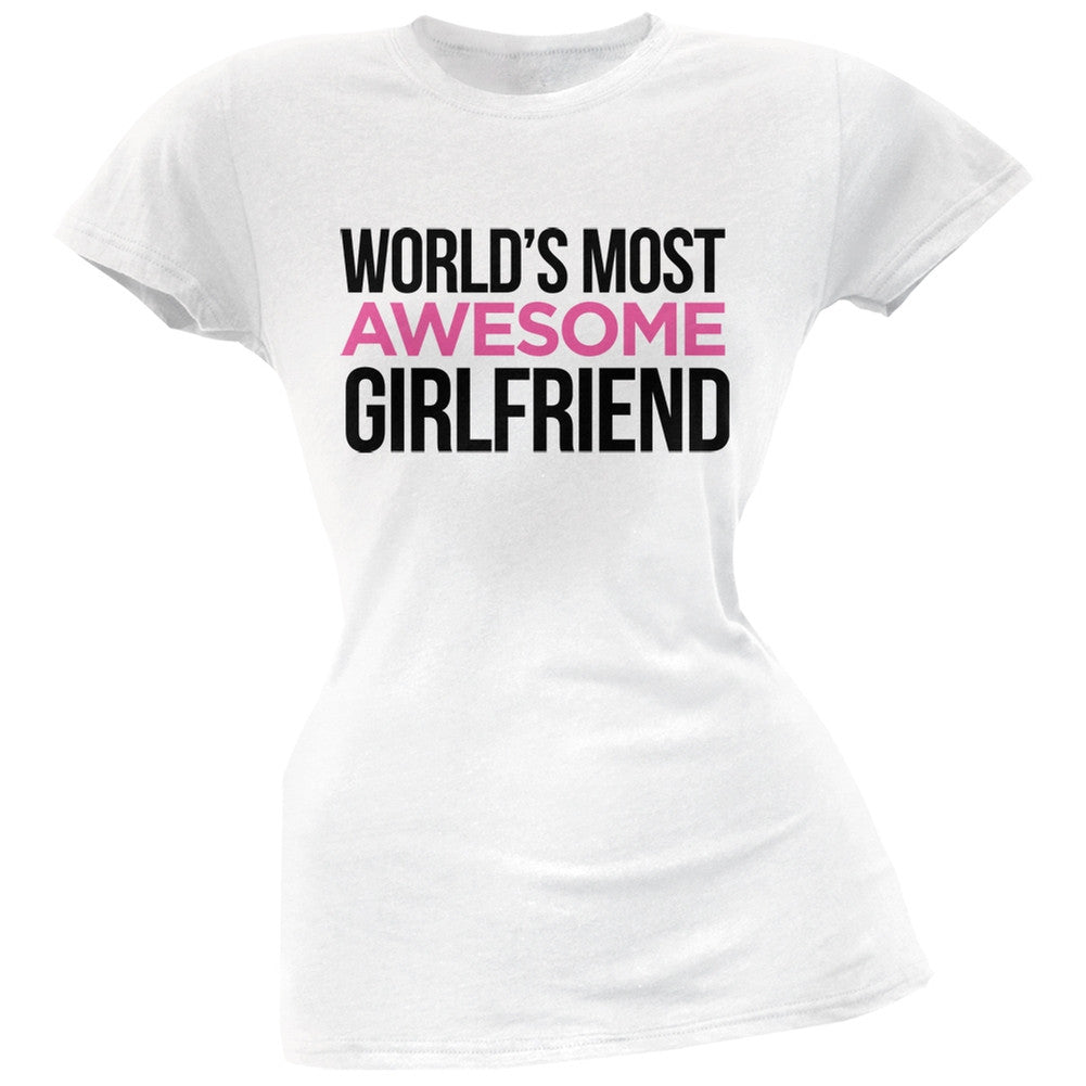 World's Most Awesome Girlfriend Black Soft Juniors T-Shirt Juniors T-Shirts Old Glory   