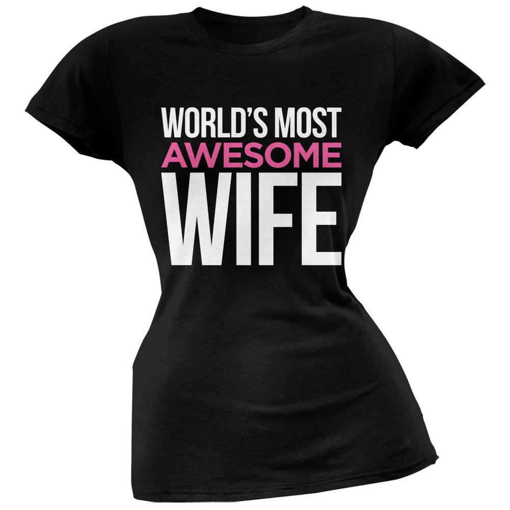 World's Most Awesome Wife Black Soft Juniors T-Shirt Juniors T-Shirts Old Glory   