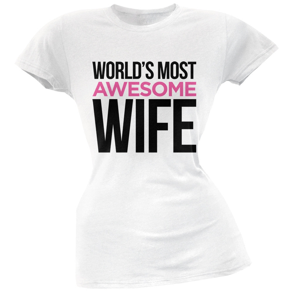 World's Most Awesome Wife Black Soft Juniors T-Shirt Juniors T-Shirts Old Glory   