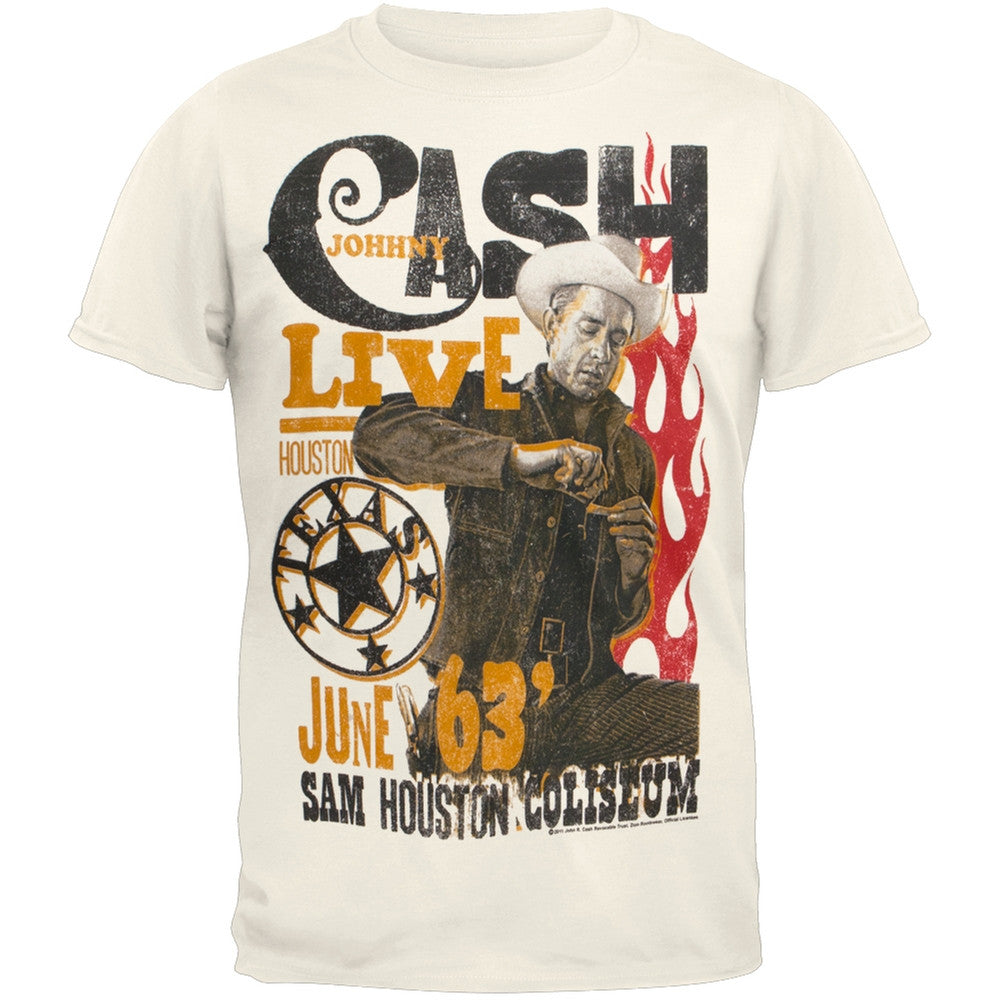 Johnny Cash - Sam Houston Coliseum Adult Soft T-Shirt Men's T-Shirts Johnny Cash   