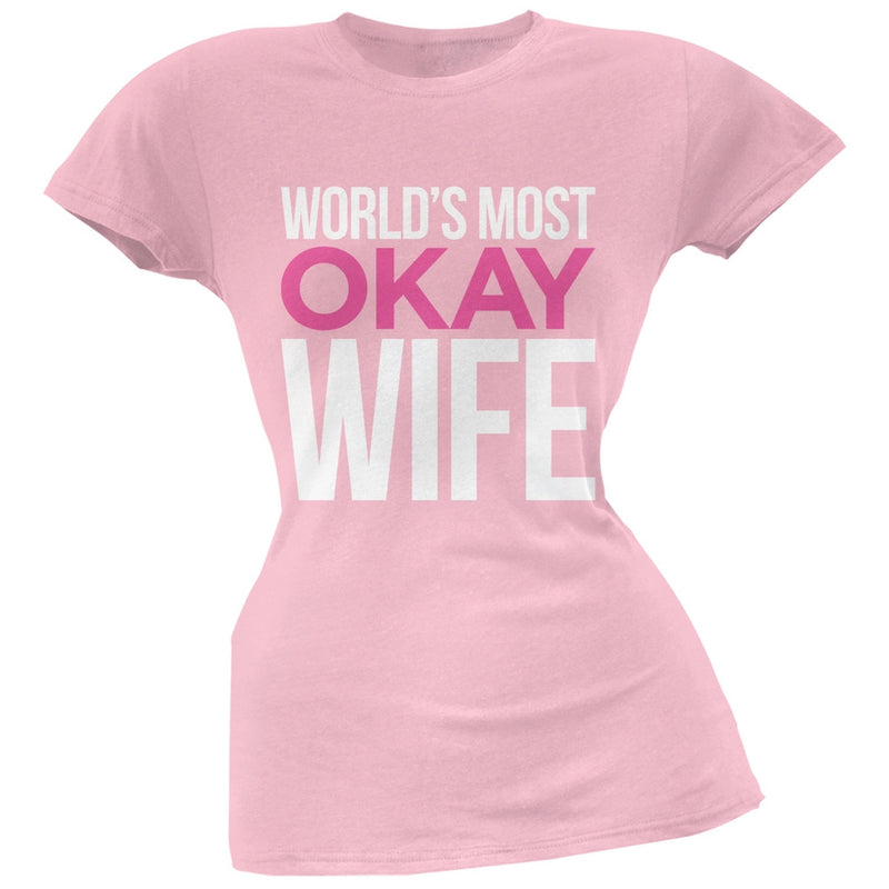 World's Most Okay Wife Black Soft Juniors T-Shirt Juniors T-Shirts Old Glory   