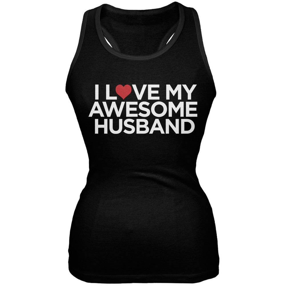 Valentine's Day - I Love My Awesome Husband Black Juniors Soft Tank Top Juniors Tank Tops Old Glory 2XL Black 