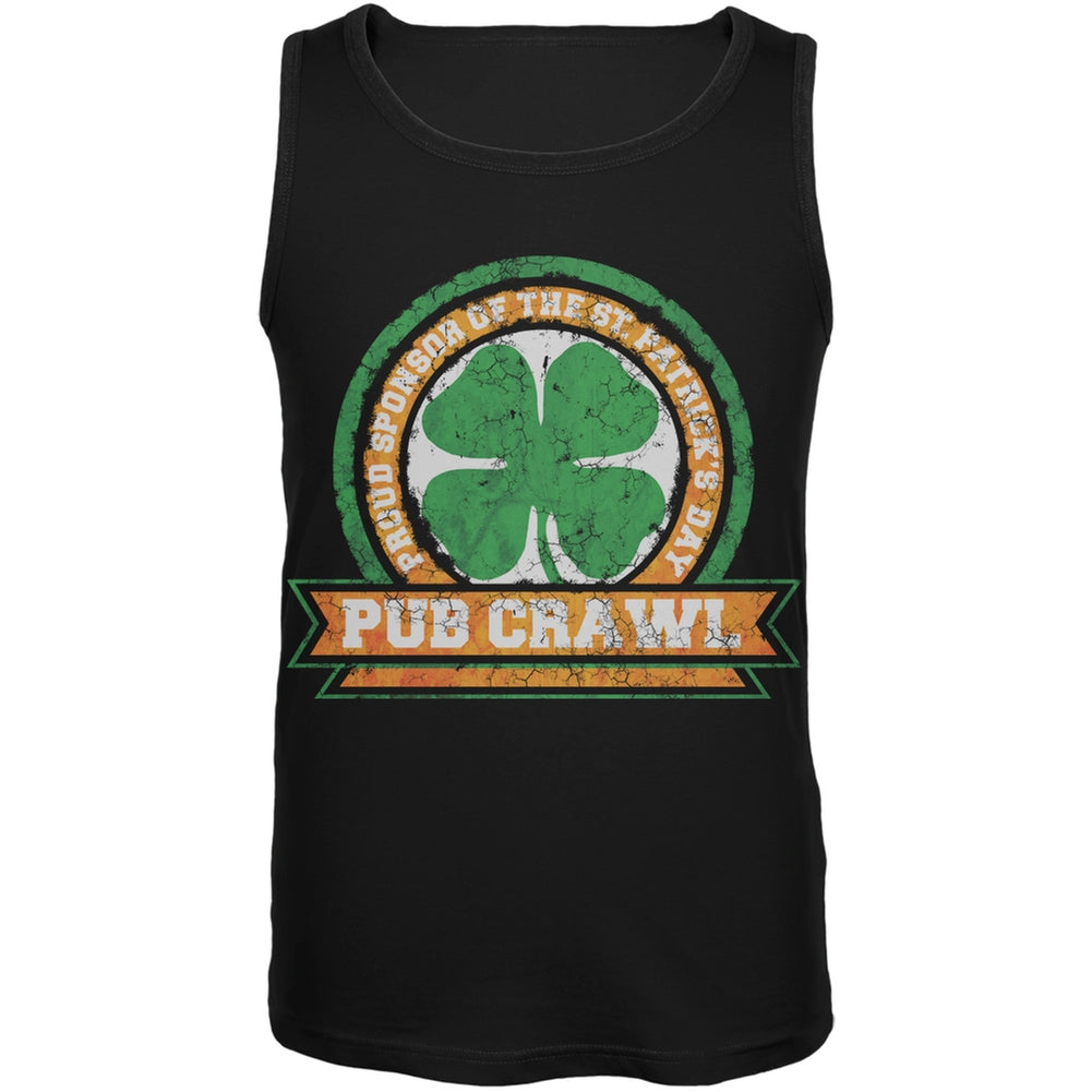 St. Patricks Day - Pub Crawl Distressed Black Adult Soft Tank Top Men's Tank Tops Old Glory 2XL Black 