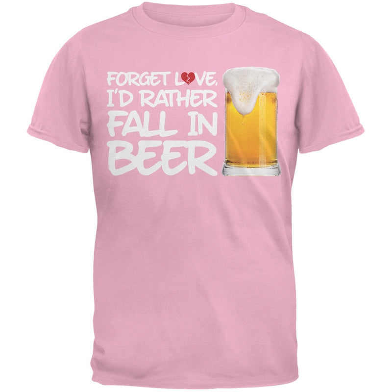 Forget Love, I'd Rather Fall in Beer Black Adult T-Shirt Men's T-Shirts Old Glory SM Pink 