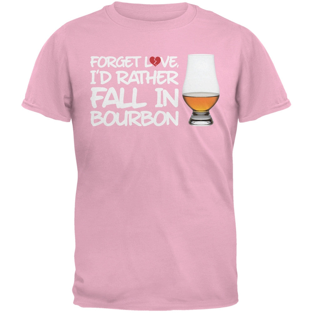 Forget Love, I'd Rather Fall in Bourbon Black Adult T-Shirt Men's T-Shirts Old Glory SM Pink 