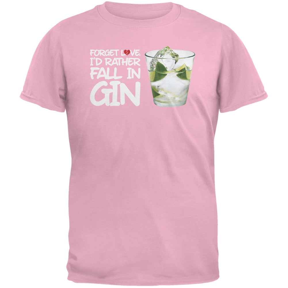 Forget Love, I'd Rather Fall in Gin Black Adult T-Shirt Men's T-Shirts Old Glory SM Pink 