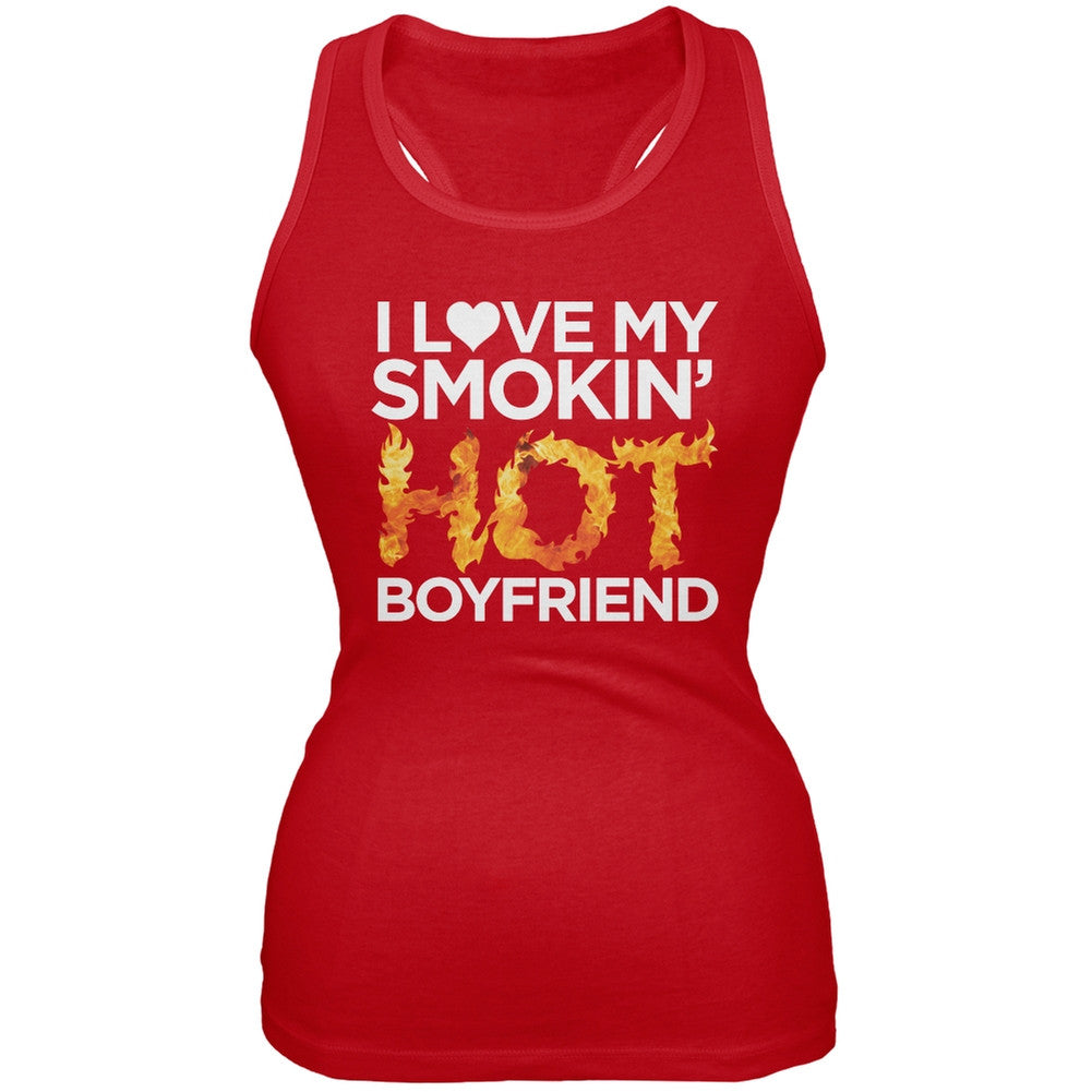 I Love My Smokin Hot Boyfriend Red Juniors Soft Tank Top Juniors Tank Tops Old Glory 2XL Red 